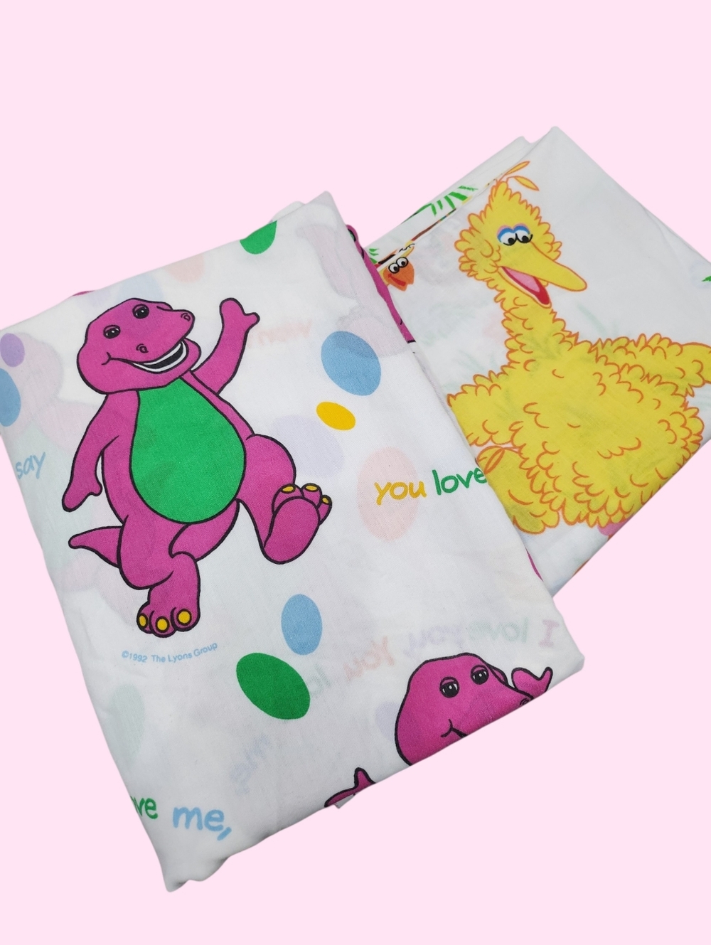 ✨️BUNDLE✨️ vintage BARNEY & SESAME STREET TWIN SHEETS.